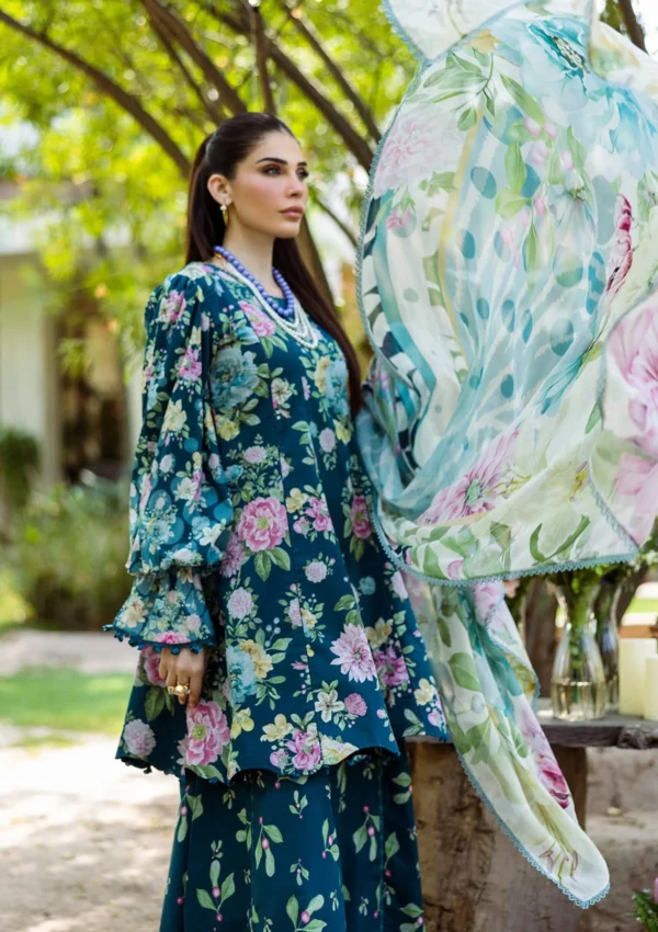 Lawn - Elaf Premium - Prints 25 - ECD#1B - AZURE FERN - Image 2